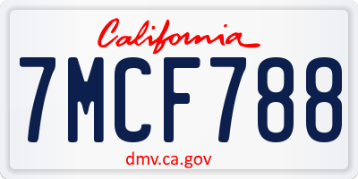 CA license plate 7MCF788