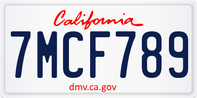 CA license plate 7MCF789