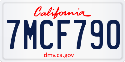 CA license plate 7MCF790