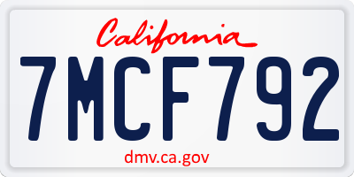 CA license plate 7MCF792