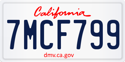 CA license plate 7MCF799