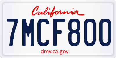 CA license plate 7MCF800