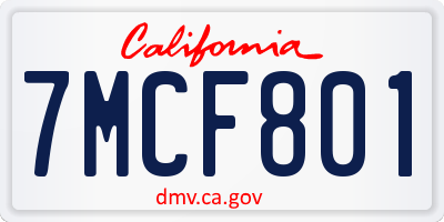 CA license plate 7MCF801