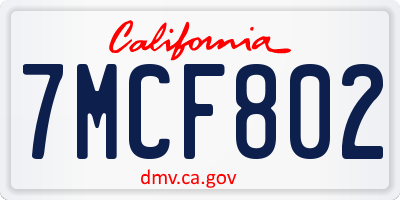 CA license plate 7MCF802