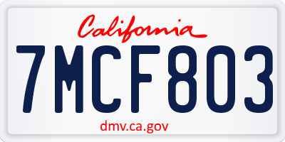 CA license plate 7MCF803