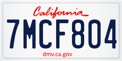 CA license plate 7MCF804