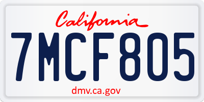 CA license plate 7MCF805