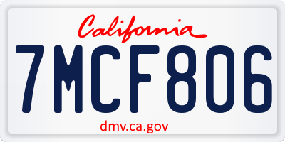 CA license plate 7MCF806