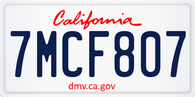 CA license plate 7MCF807