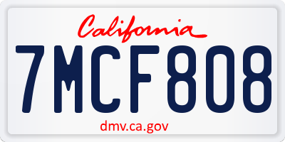 CA license plate 7MCF808