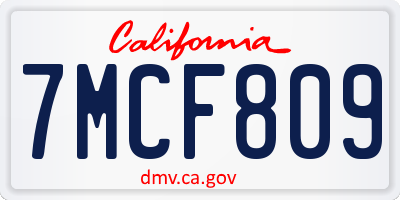 CA license plate 7MCF809