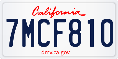 CA license plate 7MCF810