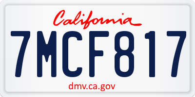 CA license plate 7MCF817