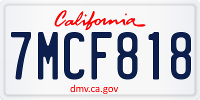 CA license plate 7MCF818