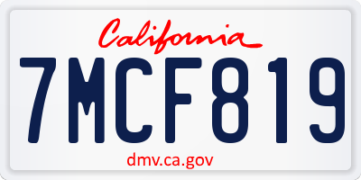 CA license plate 7MCF819