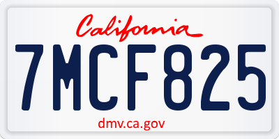 CA license plate 7MCF825