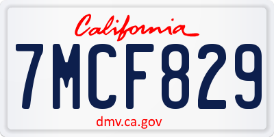 CA license plate 7MCF829