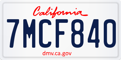 CA license plate 7MCF840