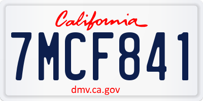 CA license plate 7MCF841