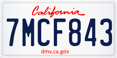 CA license plate 7MCF843
