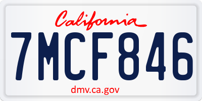 CA license plate 7MCF846