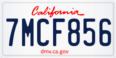 CA license plate 7MCF856