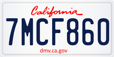 CA license plate 7MCF860