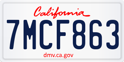 CA license plate 7MCF863
