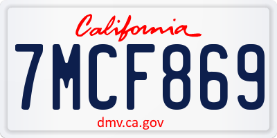 CA license plate 7MCF869