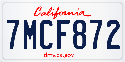 CA license plate 7MCF872