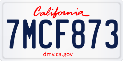 CA license plate 7MCF873