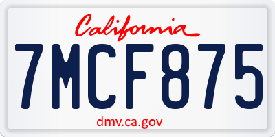 CA license plate 7MCF875