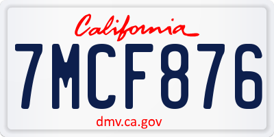CA license plate 7MCF876