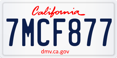 CA license plate 7MCF877