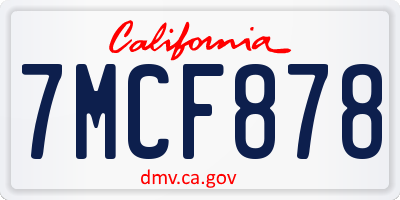 CA license plate 7MCF878