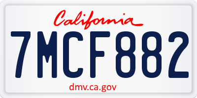 CA license plate 7MCF882