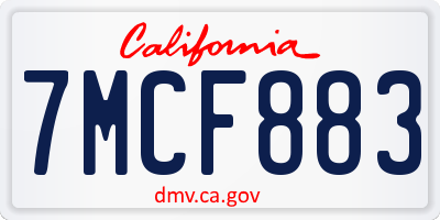 CA license plate 7MCF883
