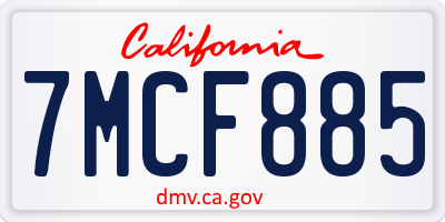 CA license plate 7MCF885