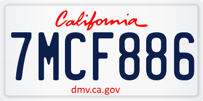 CA license plate 7MCF886