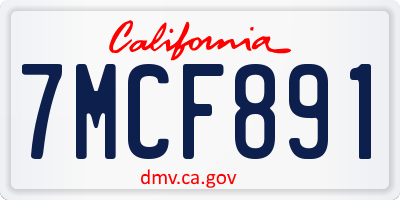 CA license plate 7MCF891