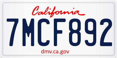 CA license plate 7MCF892