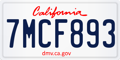 CA license plate 7MCF893