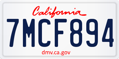 CA license plate 7MCF894