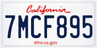 CA license plate 7MCF895