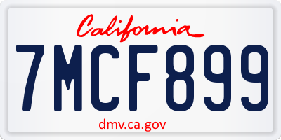 CA license plate 7MCF899