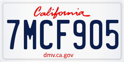 CA license plate 7MCF905