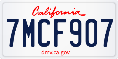 CA license plate 7MCF907