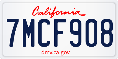 CA license plate 7MCF908