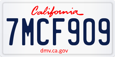 CA license plate 7MCF909