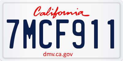 CA license plate 7MCF911